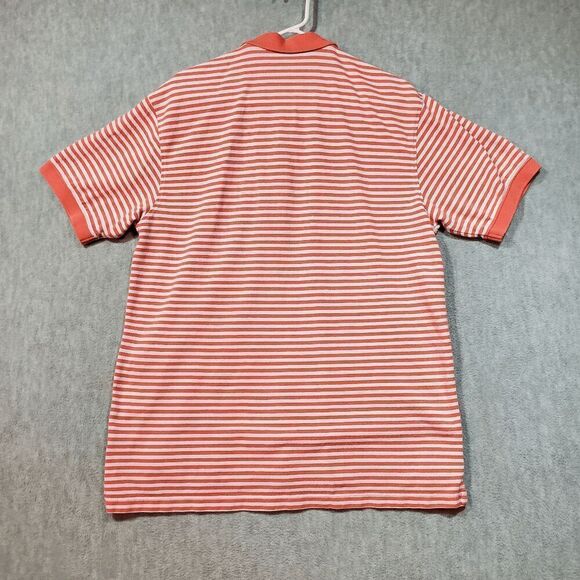 IZOD Shirt Men Large Pink Stripe Polo Performance Embroidered Logo High Low Slit - Picture 8 of 9